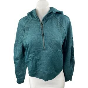 Lululemon Scuba Green Metallic Oversized Half-Zip Hooded Hoodie Sweatshirt XS/S